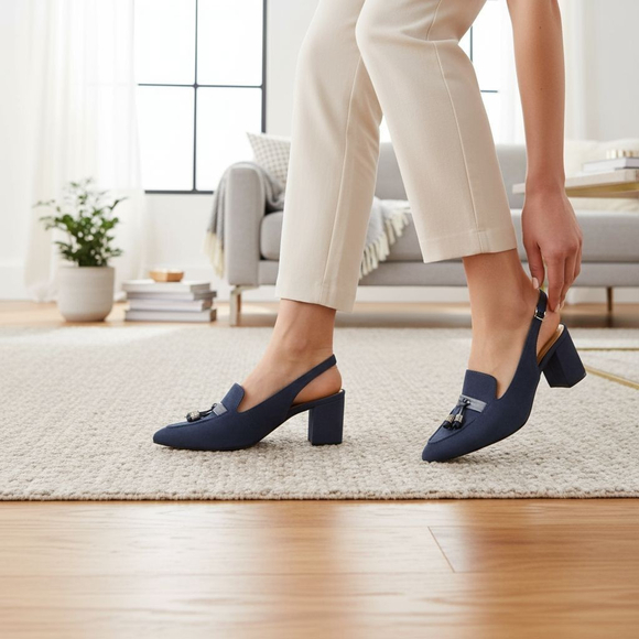 LifeStride Casual Penny Loafer Moccasins Sling Back Shoes Sz 8.5 M Navy Blue - Picture 12 of 12